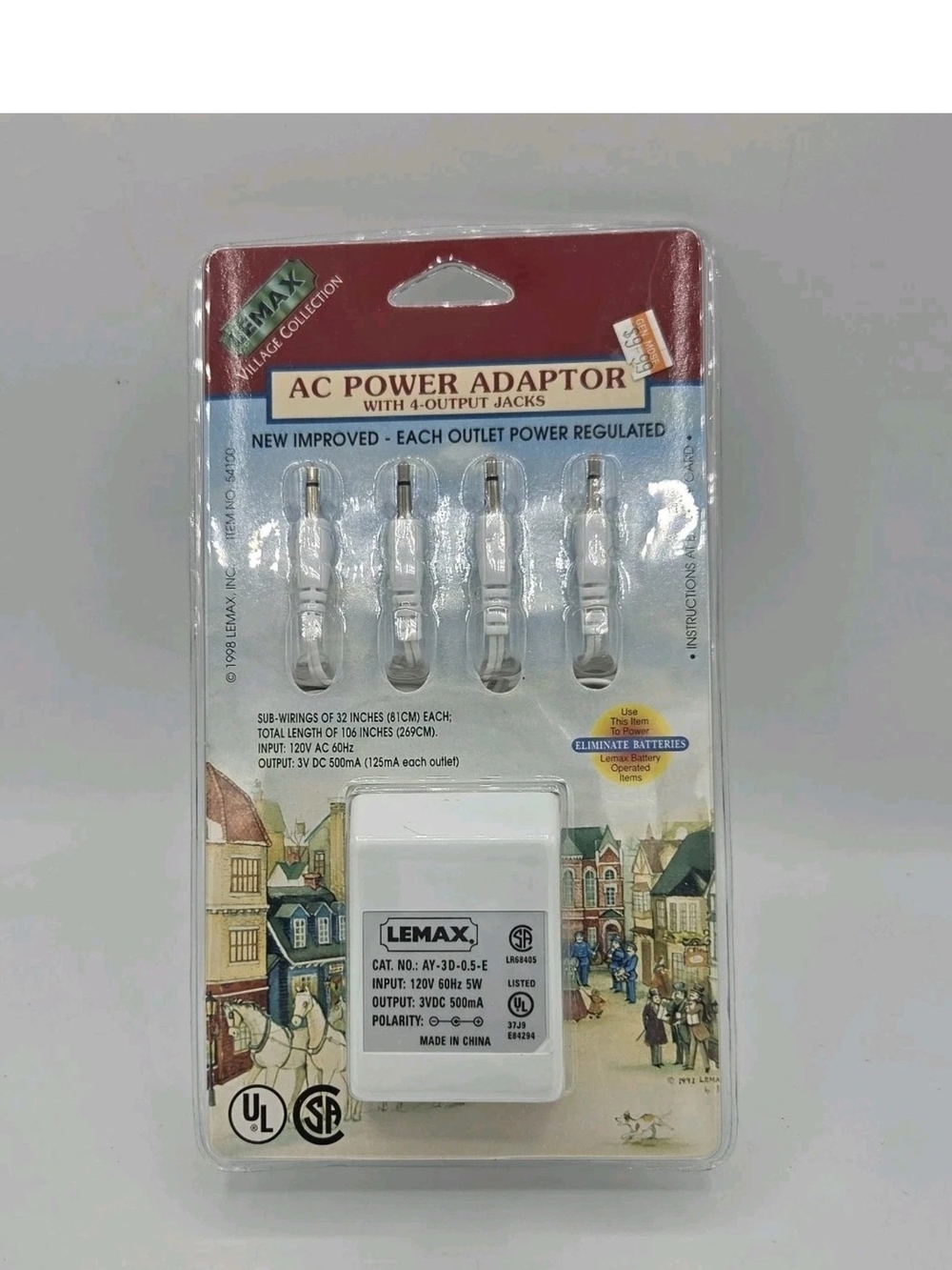 VTG Lemax Village Collection AC Power Adapter with 4 Output Jacks #54100 1998